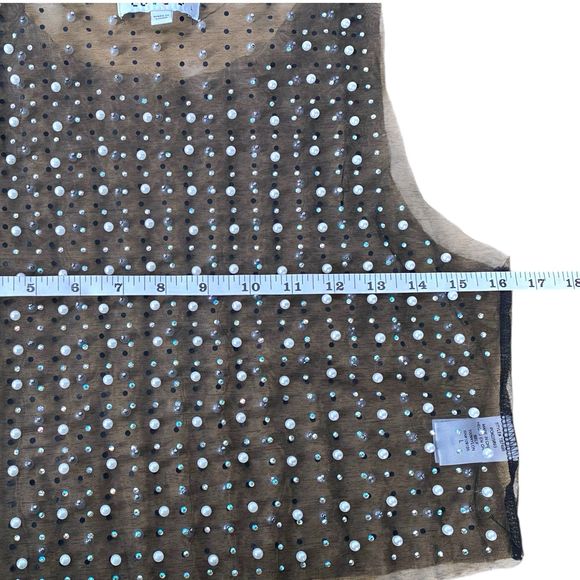 Love J Pearl & Gem Embellished See-Through Mesh Crop Top Large – 312 - Picture 7 of 10